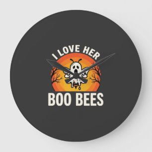Boo Bina Halloween Spökbi Rolig Design_1 Stor Klocka