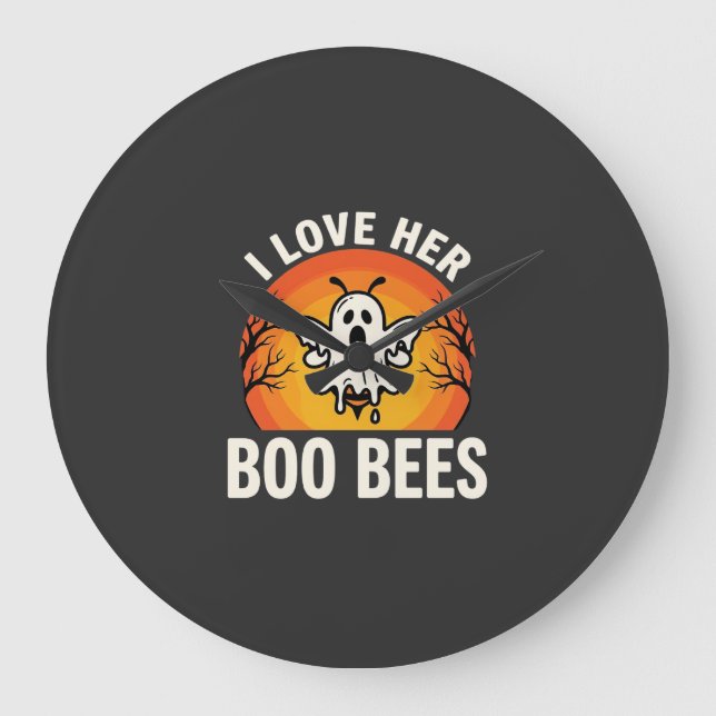 Boo Bina Halloween Spökbi Rolig Design_1 Stor Klocka (Framsida)
