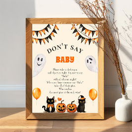 Boo Black Cat "Säg inte Baby" Baby Shower Game Poster
