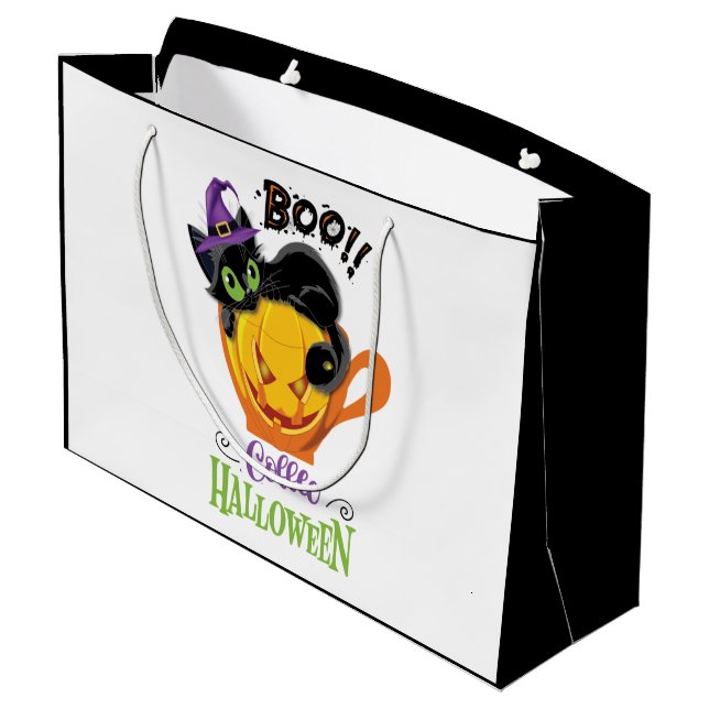 Boo Black Cat, Scary Pumpkin Coffee Halloween (Baksidan Vinklad)