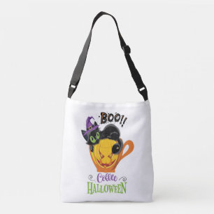 Boo Black Cat, Scary Pumpkin Coffee Halloween Axelväska
