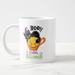 Boo Black Cat, Scary Pumpkin Coffee Halloween Jumbo Mugg