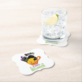 Boo Black Cat, Scary Pumpkin Coffee Halloween Underlägg Papper