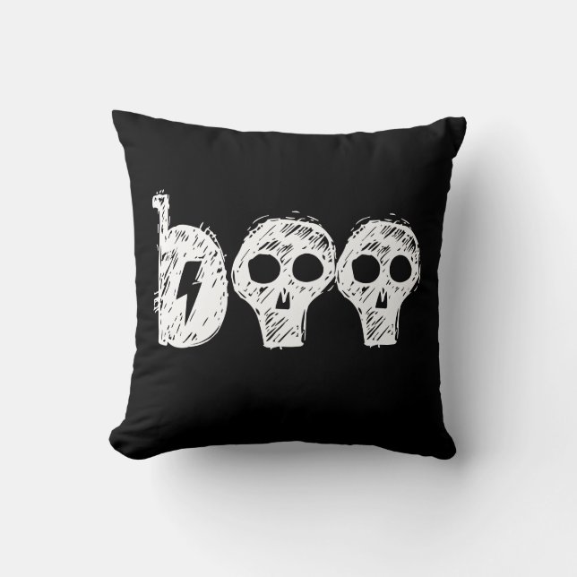 "Boo" Black Halloween Dekorativ kudde (Framsida)