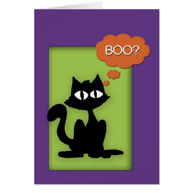 Boo Black Kattunge Halloween-kort OBS Kort (Framsidan)