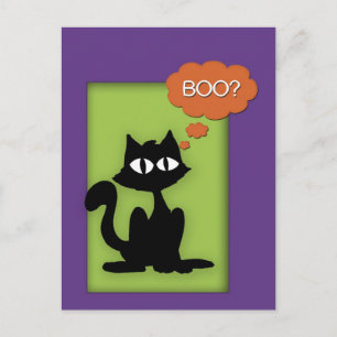 Boo Black Kattunge Halloween-vykort Vykort