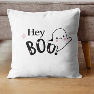 Boo Black och rosa Funny Halloween Ghost Kudde