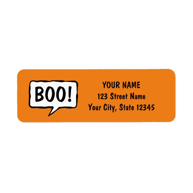 Boo! Black orange Halloween-returetiketter Returadress Etikett (Framsidan)