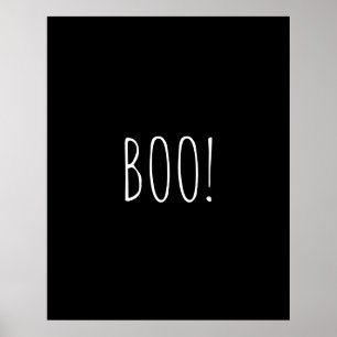 Boo Black pooky typography minimalist Halloween Poster