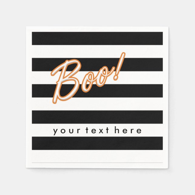 BOO Black & White Halloween fest Napkins Pappersservett (Framsidan)