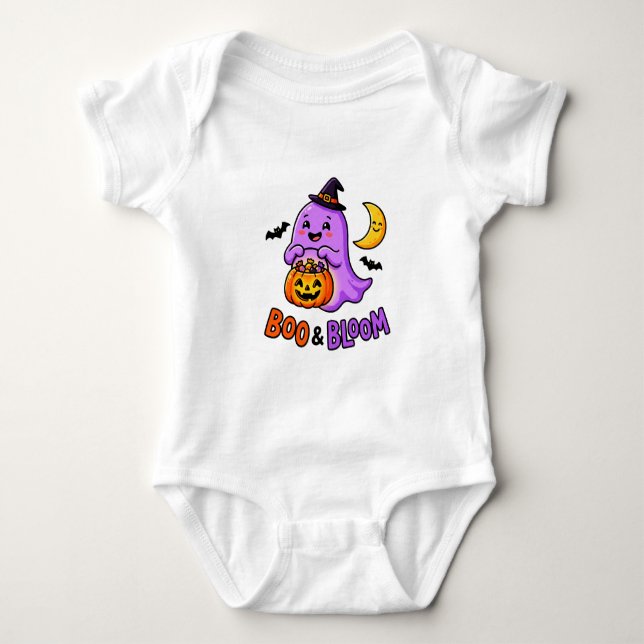 Boo Bloom Ghost Halloween T Shirt (Framsida)