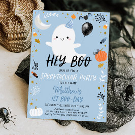 Boo Blue Ghost Halloween Birthday Inbjudningar