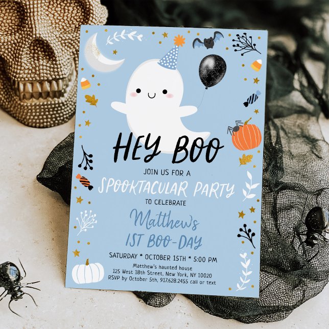 Boo Blue Ghost Halloween Birthday Inbjudningar (Skapare uppladdad)