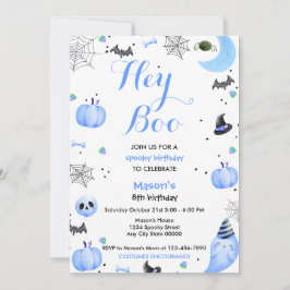 Boo Blue Ghost Halloween Birthday Inbjudningar