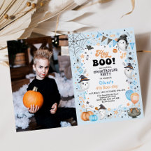 Boo! Blue Halloween Ghost Boy Birthday