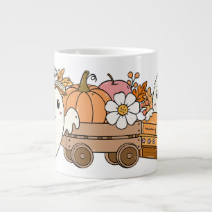 Boo & Bokar Adsible Ghost Reading Fall Design Jumbo Mugg