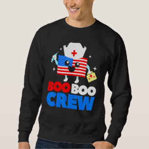 Boo Boo Crew American Flagga 4:e juli USA Nurse Lång Ärmad Tröja