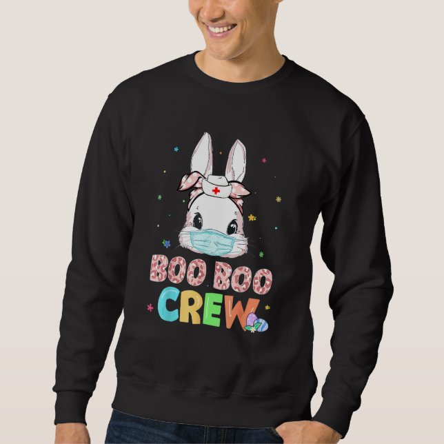 Boo Boo Crew Bunny Nurse Påsk Rabbit Ansikte Mask  Lång Ärmad Tröja (Framsida)