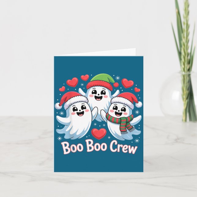 Boo-boo Crew Christmas Ghost Santa Hat Halloween H Kort (Framsida)