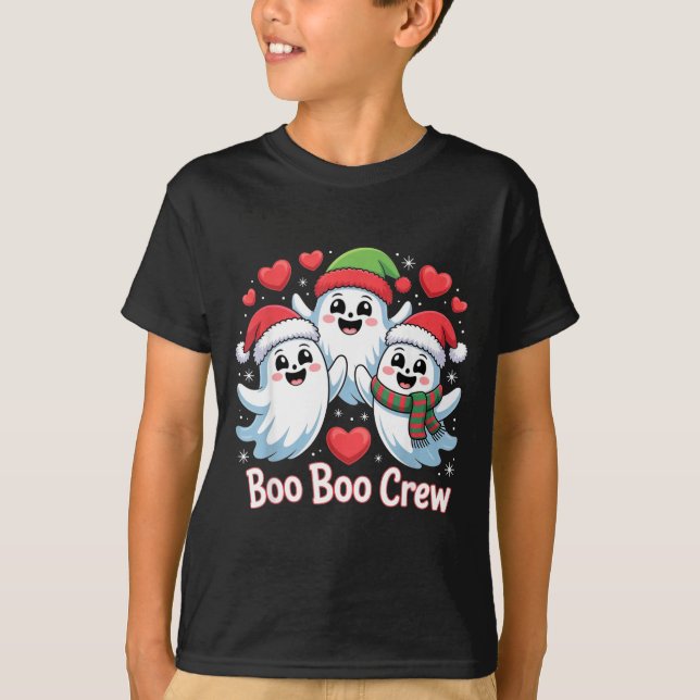 Boo-boo Crew Christmas Ghost Santa Hat Halloween H T Shirt (Framsida)