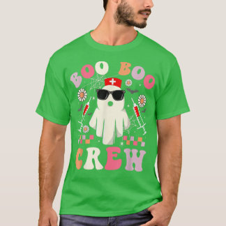 Boo Boo Crew Cute Nurse Ghost Glasses Retro Groovy T Shirt