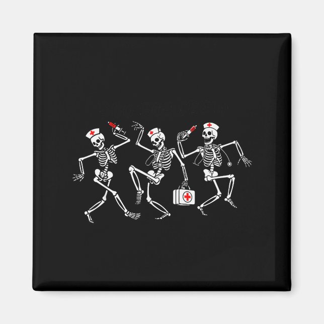 Boo Boo Crew Funny Dancing Skeleton Nurse Squad Ha Magnet (Framsidan)