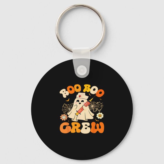 Boo Boo Crew Funny Ghost For Nurse, Retro Hallowee Nyckelring (Framsida)