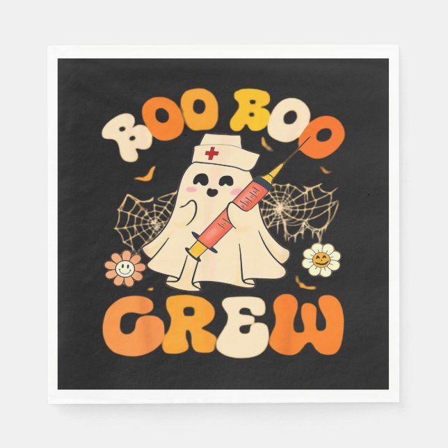 Boo Boo Crew Funny Ghost for Nurse, Retro Hallowee Pappersservett (Framsidan)