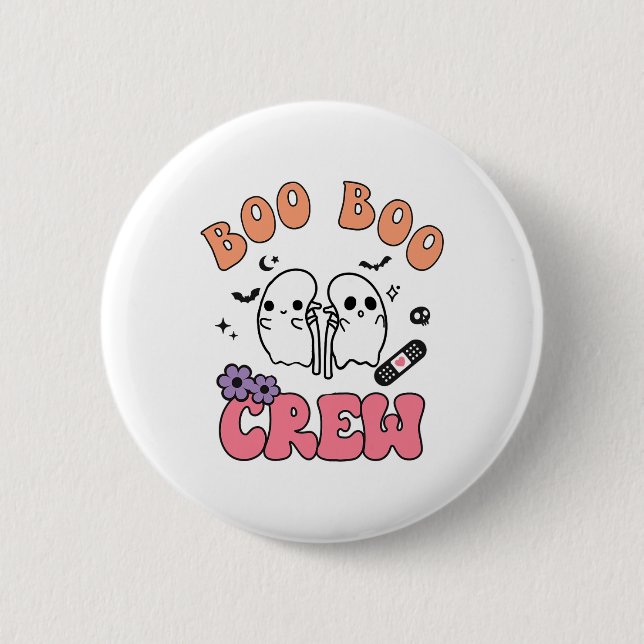 Boo Boo Crew Funny Ghost Kidney Halloween Dialysis Knapp (Framsida)