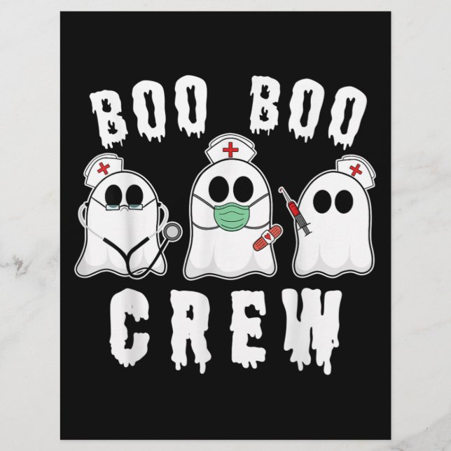 Boo Boo Crew Funny Nurse Ghost Costume Halloween Brevhuvud (Framsida)