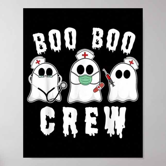 Boo Boo Crew Funny Nurse Ghost Costume Halloween Poster (Framsidan)