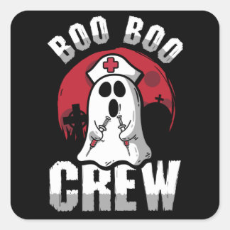 Boo Boo Crew Funny Nurse Halloween Fyrkantigt Klistermärke