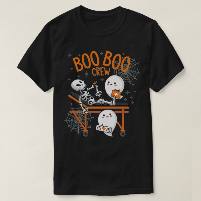 Boo Boo Crew Ghost Doktor Sjukvårdare EM Nurse Hal T Shirt (Design framsida)