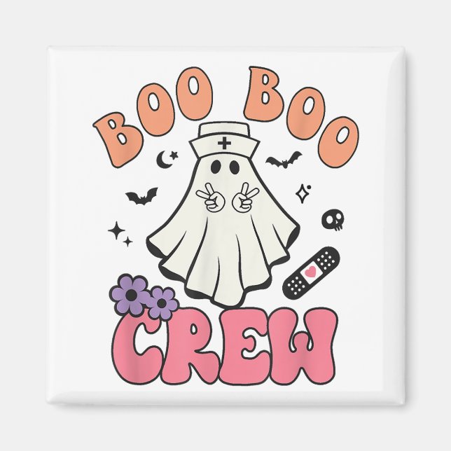 Boo Boo Crew Ghost Doktor Sjukvårdare Nurse Hallow Magnet (Framsidan)