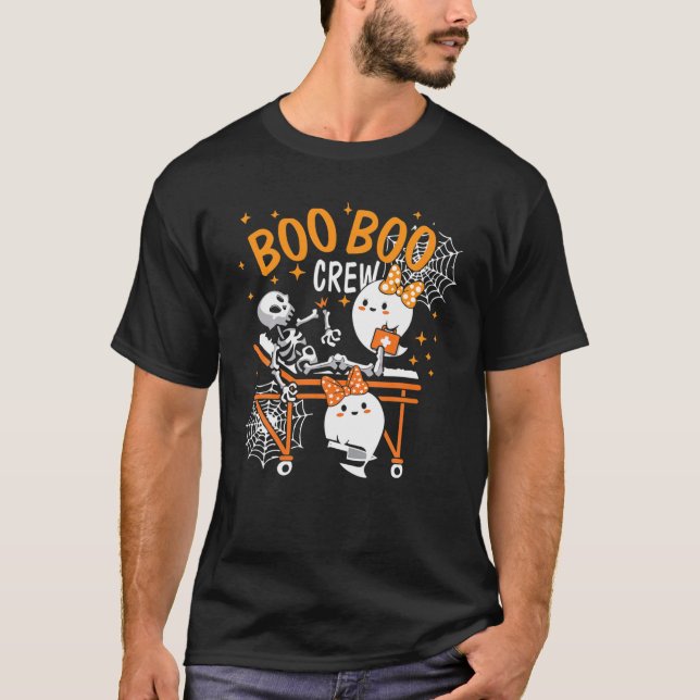 Boo Boo Crew Ghost Doktor Sjukvårdare Skeleton Nur T Shirt (Framsida)