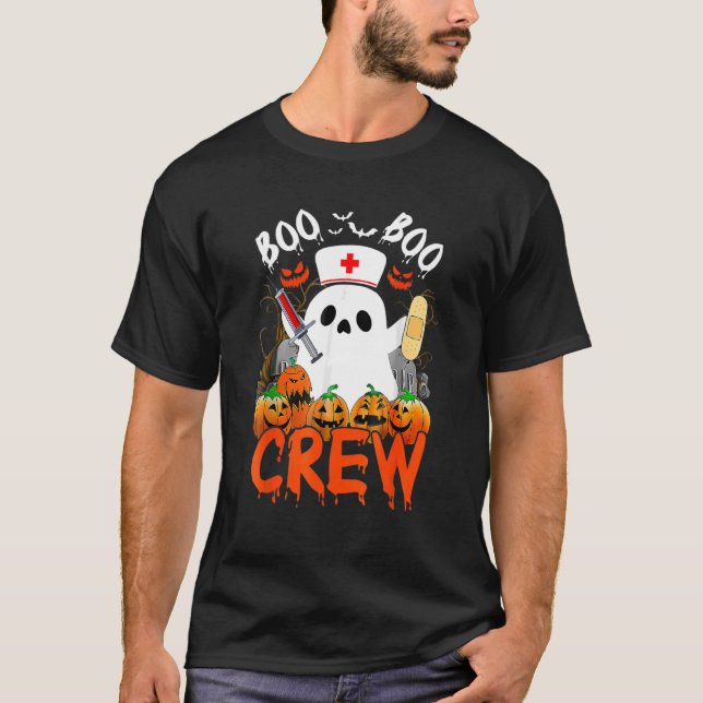 Boo Boo Crew Ghost EMS EMT Sjukvårdare Nurse Hallo T Shirt (Framsida)