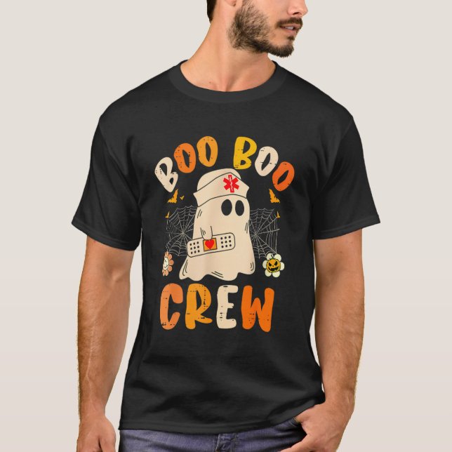 Boo Boo Crew Ghost Halloween Sjukvårdare Nurse Rn  T Shirt (Framsida)
