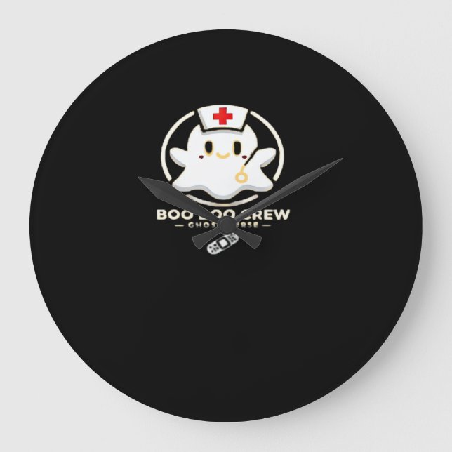 Boo Boo Crew Ghost Nurse - Cute and Spooky Hallowe Stor Klocka (Framsida)