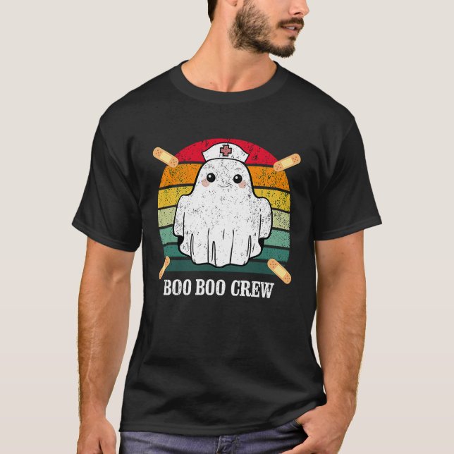 Boo Boo Crew Ghost Nurse Retro Halloween 2020 Nurs T Shirt (Framsida)