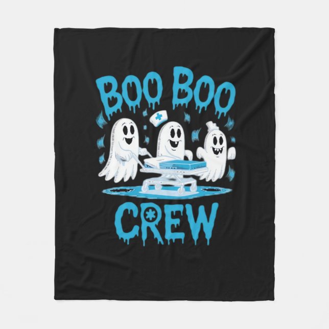 Boo Boo Crew Ghost Sjukvårdare Nurse Halloween Ess Fleecefilt (Framsidan)