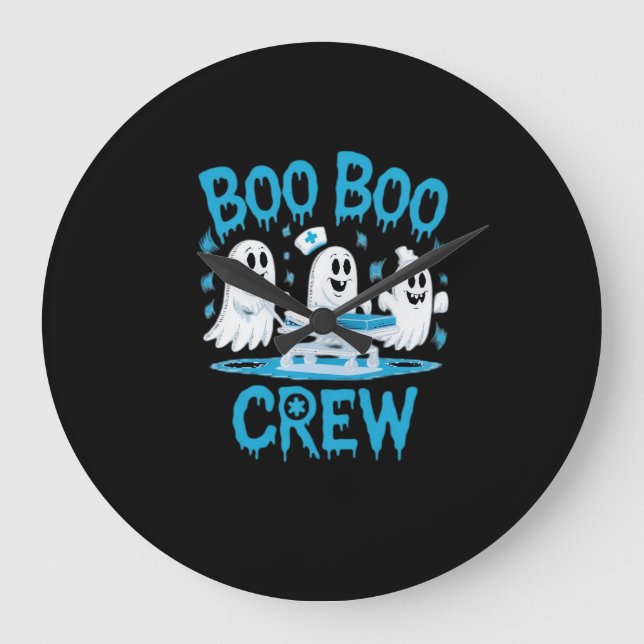 Boo Boo Crew Ghost Sjukvårdare Nurse Halloween Ess Stor Klocka (Framsida)
