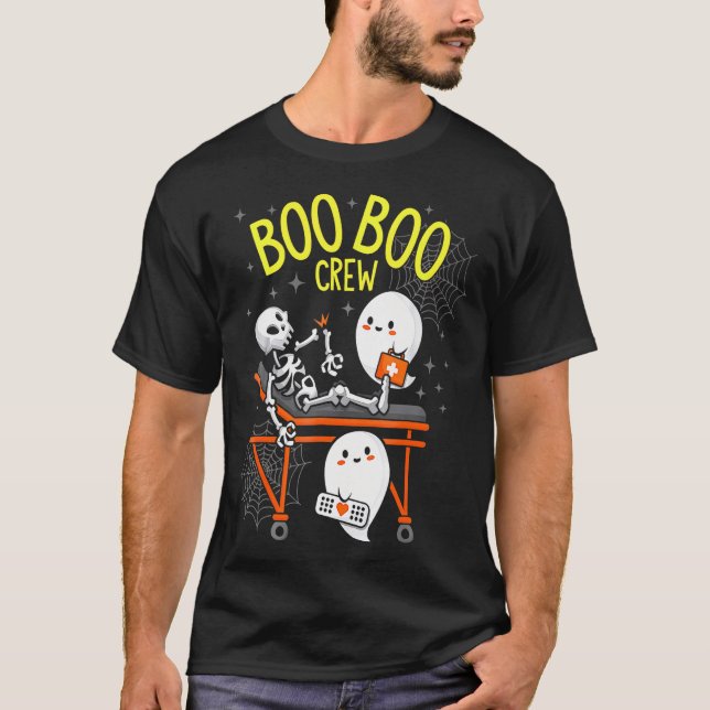 Boo Boo Crew Ghost Skeleton Funny Nurse Halloween T Shirt (Framsida)