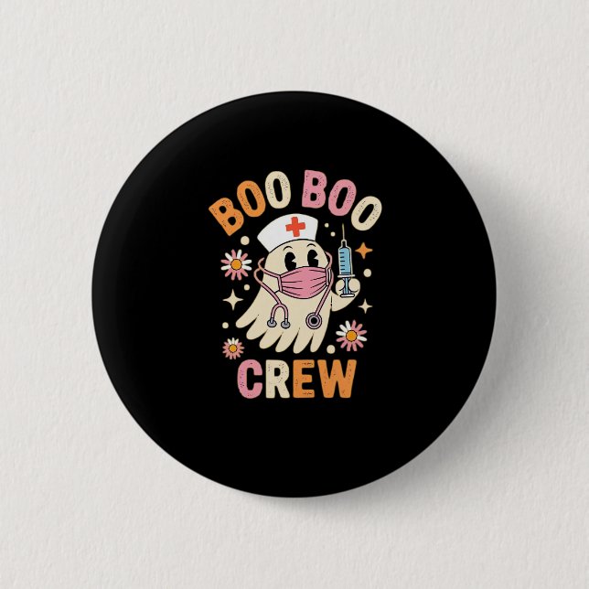 Boo Boo Crew Halloween Ghost Nurse Essential T-Shi Knapp (Framsida)