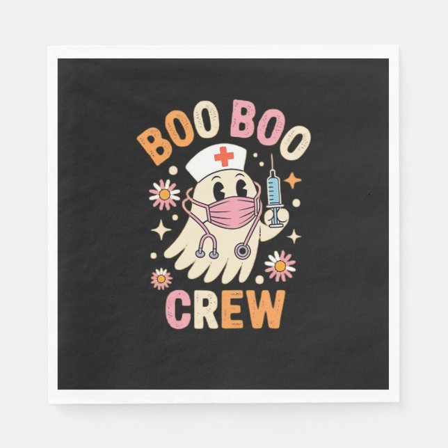 Boo Boo Crew Halloween Ghost Nurse Essential T-Shi Pappersservett (Framsidan)
