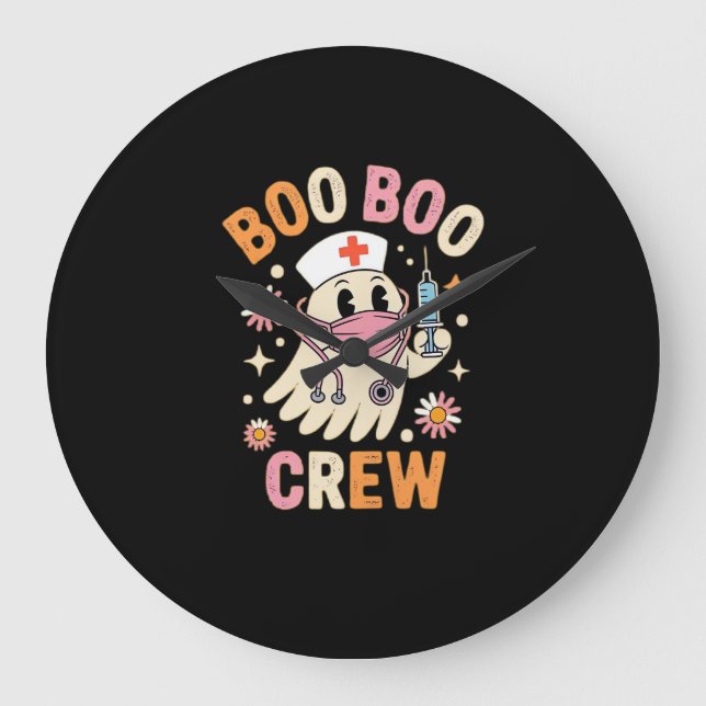 Boo Boo Crew Halloween Ghost Nurse Essential T-Shi Stor Klocka (Framsida)