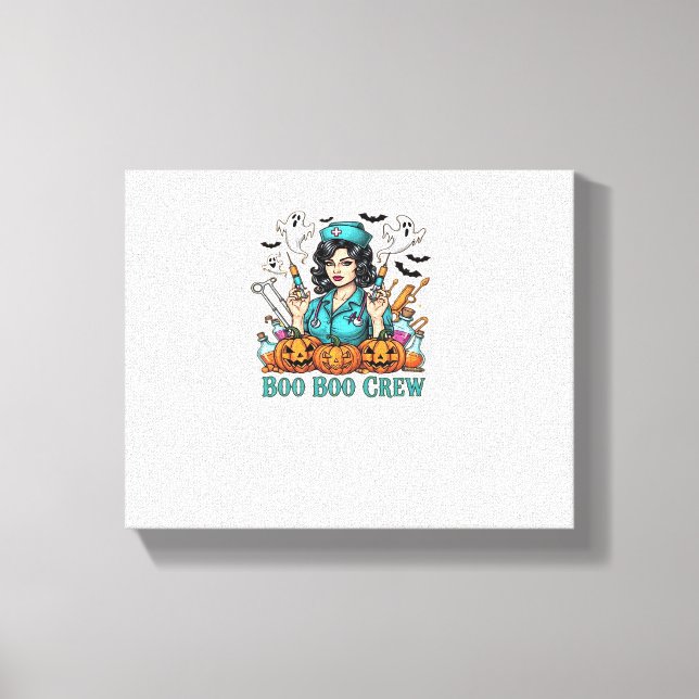 Boo Boo Crew Halloween Nurse med sprutor och Pum Canvastryck (Framsida)