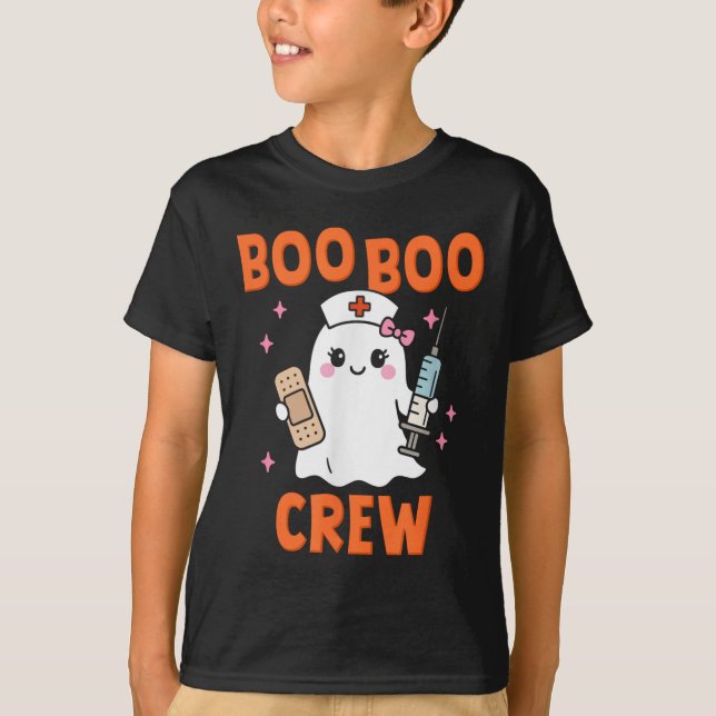 Boo Boo Crew Halloween Nurse Team Ghost  T Shirt (Framsida)