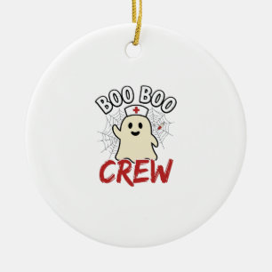 Boo Boo Crew Halloween Sjuksköterska Spöke Vintage Julgransprydnad Keramik