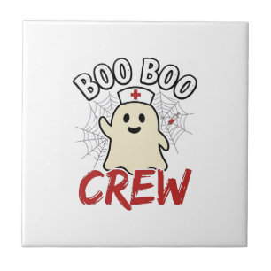 Boo Boo Crew Halloween Sjuksköterska Spöke Vintage Kakelplatta