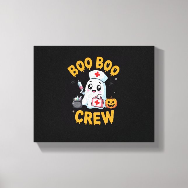 Boo Boo Crew Nurse Cute Ghost Halloween Nursing Es Canvastryck (Framsida)